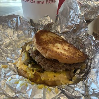 Five Guys - Patty Melt w/Mayo, Mustard, and Grilled Mushrooms & Onions - Burgers Near Me - Englewood, Colorado Five Guys - Patty Melt w/Mayo, Mustard, and Grilled Mushrooms & Onions - Burgers Near Me - Englewood, Colorado
