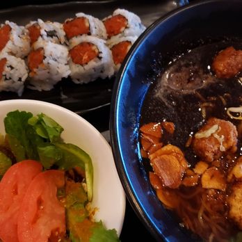 Umai Ramen - The veggie black garlic ramen with spicy tuna for the umai combination. Delicious! - Ramen Near Me - Henderson, Nevada Umai Ramen - The veggie black garlic ramen with spicy tuna for the umai combination. Delicious! - Ramen Near Me - Henderson, Nevada