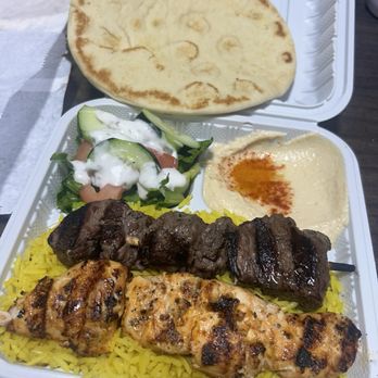 The Green Olive - Chicken & Beef Plate - Mediterranean Near Me - Long Beach, California