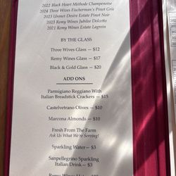 Remy Wines - Tasting menu