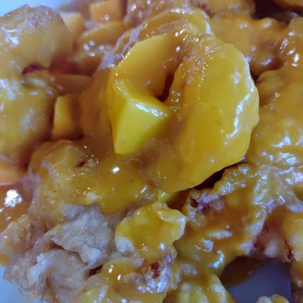 Ocean Sushi - Mango shrimp covered in mango sauce. Probably canned sauce but super tasty comfort food. - Japanese Near Me - Winona, Minnesota Ocean Sushi - Mango shrimp covered in mango sauce. Probably canned sauce but super tasty comfort food. - Japanese Near Me - Winona, Minnesota