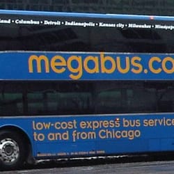 Megabus - Side view of the double-decker bus