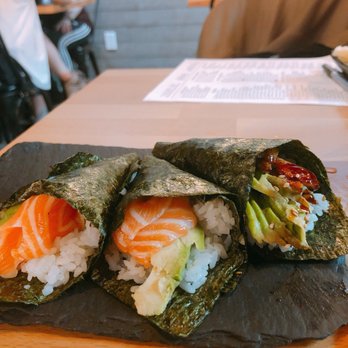 Akino - Salmon and eel hand rolls! - Sushi Bars Near Me - Elmhurst, New York