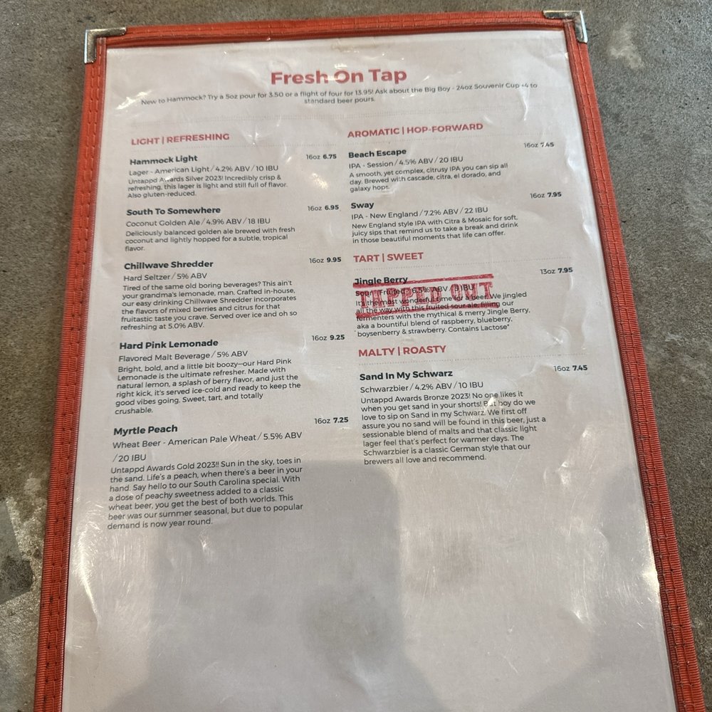 Crooked Hammock Brewery - Menu - New American Near Me - North Myrtle Beach, South Carolina Crooked Hammock Brewery - Menu - New American Near Me - North Myrtle Beach, South Carolina