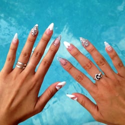 Fancy Nails - Summer nails. This set turned out really nice, took awhile to have them done, but that's normal for these kinds of sets. By Jenny