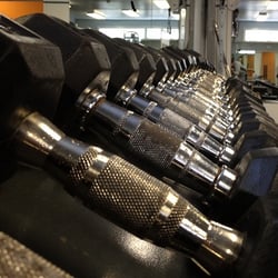 Fully equipped free weight room.