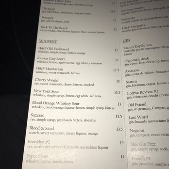 Howard & Fine - Some of the menu - Speakeasies Near Me - Omaha, Nebraska