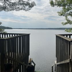Green Valley Campground - View from the dock... stairs into the lake that look like they haven't been used in a decade.