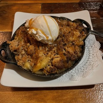 Broken Bit Steakhouse - Apple Crisp paired with vanilla ice cream for dessert, very good. - Steakhouses Near Me - Quartz Hill, California
