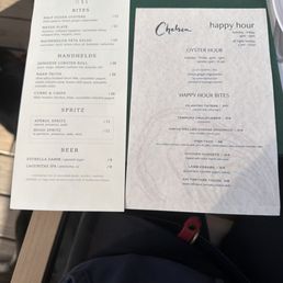 Deck Menu happy hour menu and oysters