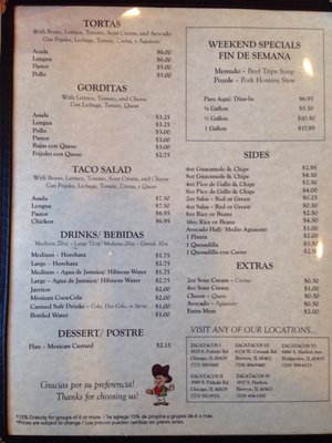 Menu photo 5 Zacatacos Chicago, IL