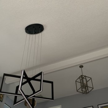 Greg's Electric - New fixture is in the left-the sloped ceiling and multiple wires on the fixture made this a challenge -but well done! - Electricians Near Me - Brentwood, California Greg's Electric - New fixture is in the left-the sloped ceiling and multiple wires on the fixture made this a challenge -but well done! - Electricians Near Me - Brentwood, California