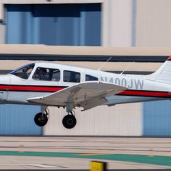 N400JW, one of the Proteus Cherokees landing at Santa Monica