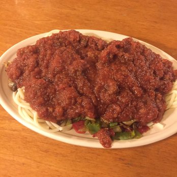 West Main Pizza and Spaghetti House - Dave's Special spaghetti (meat sauce w/ onions, mushrooms, green pepper, and pepperoni) - Pizza Near Me - Houma, Louisiana West Main Pizza and Spaghetti House - Dave's Special spaghetti (meat sauce w/ onions, mushrooms, green pepper, and pepperoni) - Pizza Near Me - Houma, Louisiana
