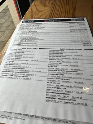 Menu photo 1 Daredevil Hall Indianapolis, IN