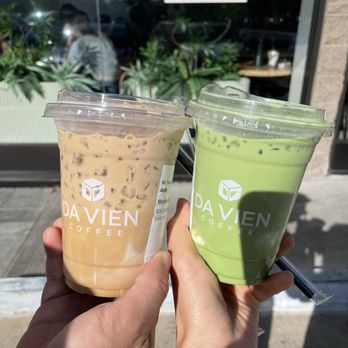 Da Vien Coffee - Marble drip and banana matcha latte - Coffee & Tea Near Me - Milpitas, California