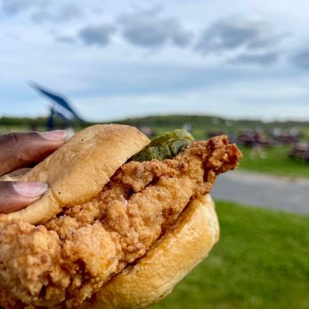 Lookout Farm Brewing & Cider - Honey Butter Fried Chicken Sandwich $15.00  Udi's Gluten Free Roll - Breweries Near Me - Natick, Massachusetts