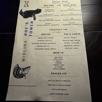 Midlina - Happy Hour Menu - Speakeasies Near Me - Baltimore, Maryland