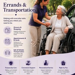 Two Girls Home Care - Errands & Transportation Services provide safe, reliable assistance with everyday tasks and travel needs.
