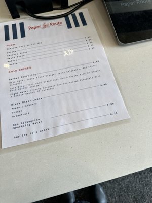 Menu photo 1 Paper Route Cafe Toronto, ON Menu photo 1 Paper Route Cafe Toronto, ON