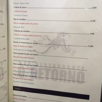 O Retorno - Menu January,2016 - Spanish Near Me - Barcelona, B O Retorno - Menu January,2016 - Spanish Near Me - Barcelona, B
