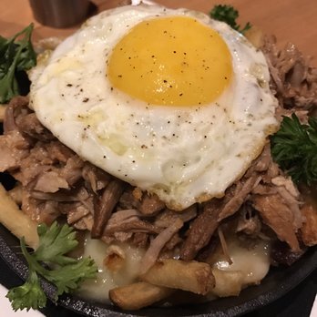 Pub 365 - Poutine - fries, gravy, cheese curds, pulled pork, chunks of bacon, over easy egg - Beer Bar Near Me - Las Vegas, Nevada Pub 365 - Poutine - fries, gravy, cheese curds, pulled pork, chunks of bacon, over easy egg - Beer Bar Near Me - Las Vegas, Nevada