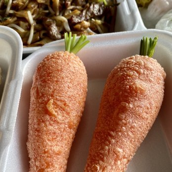 Tai Pan Dim Sum - The cutest carrot shaped mochi filled with egg custard - Dim Sum Near Me - Honolulu, Hawaii Tai Pan Dim Sum - The cutest carrot shaped mochi filled with egg custard - Dim Sum Near Me - Honolulu, Hawaii