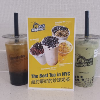 Kung Fu Tea - Passion green tea and matcha red bean slush with bubbles :) - Coffee & Tea Near Me - Forest Hills, New York