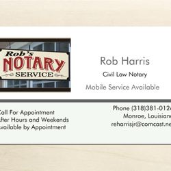 Rob's Notary Service - Business Card