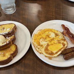 Denny's Restaurant Dartmouth - French Toast with Eggs, Sausage Links, and Bacon