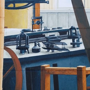Interior Fixtures mural - model airplane - Public Art Near Me - Knightsville, Indiana