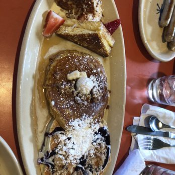 Snooze, an A.M. Eatery - Pancake trio- omg French toast, sweet potato pancake and blueberry pancakes - Breakfast & Brunch Near Me - Lone Tree, Colorado Snooze, an A.M. Eatery - Pancake trio- omg French toast, sweet potato pancake and blueberry pancakes - Breakfast & Brunch Near Me - Lone Tree, Colorado