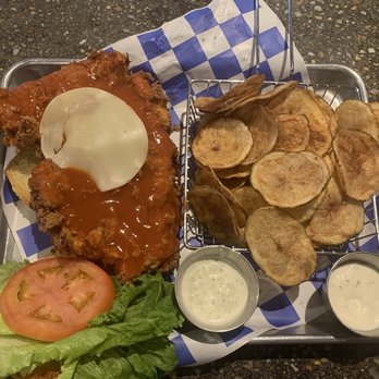 Old Towne Perks - Buffalo Chicken Sandwich with Homemade Chips. - Breakfast & Brunch Near Me - Petersburg, Virginia Old Towne Perks - Buffalo Chicken Sandwich with Homemade Chips. - Breakfast & Brunch Near Me - Petersburg, Virginia