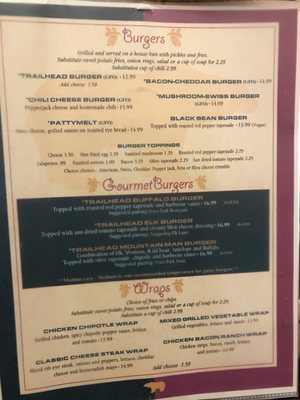 Menu photo 2 Trailhead Restaurant Estes Park, CO