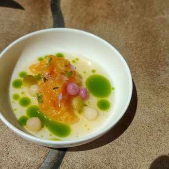 Restaurant Pearl Morissette - Cured trout with watermelon radish - Diners Near Me - Lincoln, Ontario