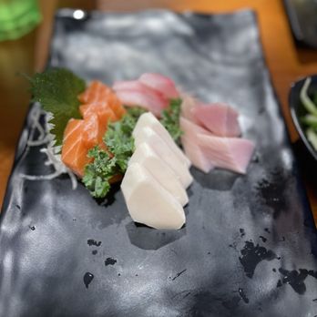 Sushi Moshi - Sashimi (salmon, super white, yellow tail and red snapper). So fresh! - Sushi Bars Near Me - League City, Texas Sushi Moshi - Sashimi (salmon, super white, yellow tail and red snapper). So fresh! - Sushi Bars Near Me - League City, Texas