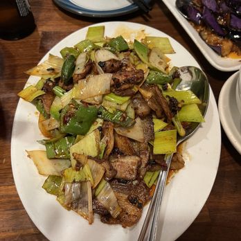 EMei - Twice-Cooked Pork Belly with Fresh Long Hot Pepper and Leeks - Szechuan Near Me - Philadelphia, Pennsylvania EMei - Twice-Cooked Pork Belly with Fresh Long Hot Pepper and Leeks - Szechuan Near Me - Philadelphia, Pennsylvania