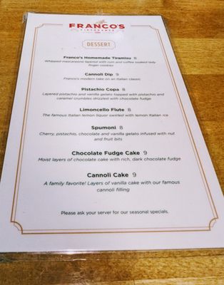 Menu photo 3 Franco's Ristorante Chicago, IL Menu photo 3 Franco's Ristorante Chicago, IL