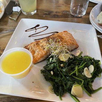 Echo Tap & Grille - Salmon w/spinach, rice and garlic butter - Bars Near Me - Mountainside, New Jersey Echo Tap & Grille - Salmon w/spinach, rice and garlic butter - Bars Near Me - Mountainside, New Jersey