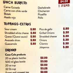 Mi Ranchito Burrito & Tortilla Factory - Menu 1/2024