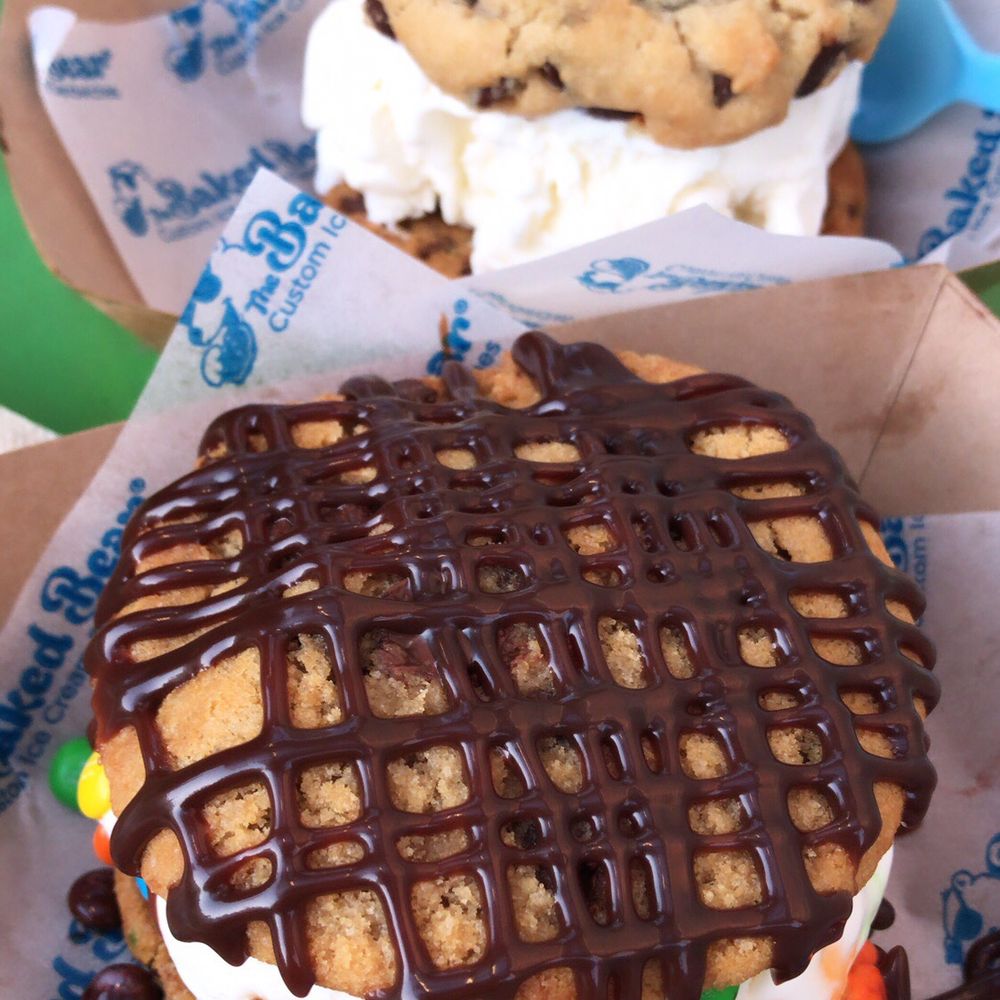 The Baked Bear - Gluten free chocolate chip cookies with vanilla ice cream, topped with hot fudge and M&Ms - Ice Cream & Frozen Yogurt Near Me - Austin, Texas The Baked Bear - Gluten free chocolate chip cookies with vanilla ice cream, topped with hot fudge and M&Ms - Ice Cream & Frozen Yogurt Near Me - Austin, Texas