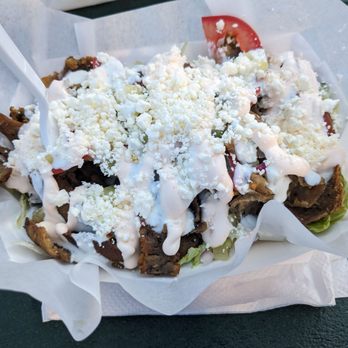 The Pines Dine - Gyro salad from Gyropoulos - Food Trucks Near Me - Lincoln City, Oregon