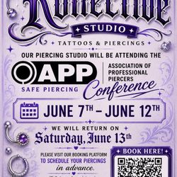 The Kollective Studio - Visit our instagram to book your piercings! I'll be ready to see you upon my return!