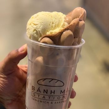 Banh Mi Station - Ube Waffle with Vanilla Ice Cream - Bakeries Near Me - Tukwila, Washington Banh Mi Station - Ube Waffle with Vanilla Ice Cream - Bakeries Near Me - Tukwila, Washington