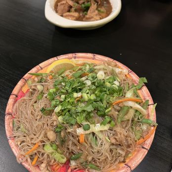 Tita Flora's - Pancit with adobo in the background - Breakfast & Brunch Near Me - Independence, Ohio Tita Flora's - Pancit with adobo in the background - Breakfast & Brunch Near Me - Independence, Ohio