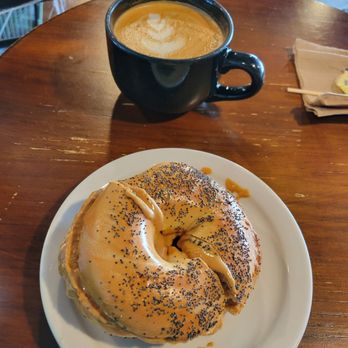 Boonton Coffee - Cappuccino and bagel with peanut butter - Coffee Roasteries Near Me - Boonton, New Jersey