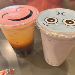 Thai tea and taro bubble tea Thai tea and taro bubble tea