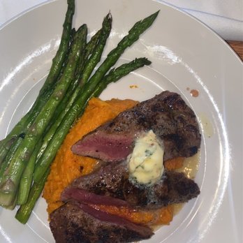 Seasons 52 - Lamb with sweet potato mash and asparagus - New American Near Me - Oak Brook, Illinois Seasons 52 - Lamb with sweet potato mash and asparagus - New American Near Me - Oak Brook, Illinois
