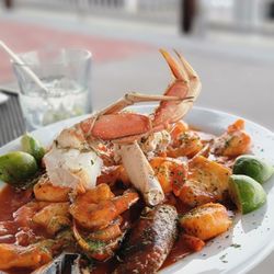 The Waterfront Grill & Cafe - Mariscada Kora - frozen seafood, sauce tastes like canned tomato sauce, ketchup and sugar! Supposed to come with King crab NOT Dungeness.