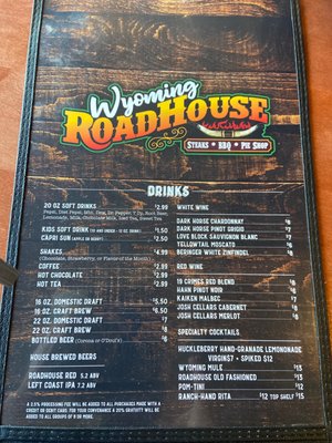 Menu photo 1 Wyoming Roadhouse Cody, WY Menu photo 1 Wyoming Roadhouse Cody, WY
